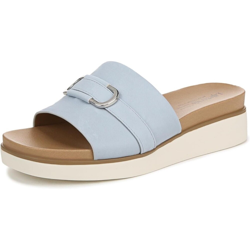 LifeStride Womens Genevieve Slide Sandal Blue 7 M